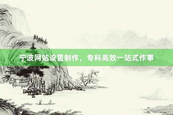 宁波网站设置制作，专科高效一站式作事